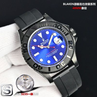 SJ Factory Rolex Yacht-Master 40mm Titanium 3235 Movement Blue Face Flurorubber Strap Watch